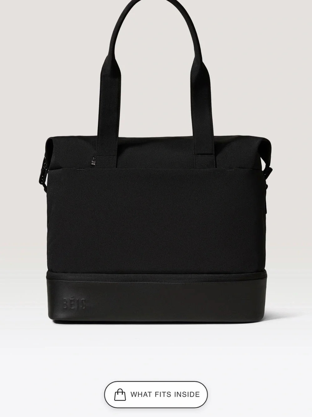 BEIS Black Canvas Tote with Zippered Base